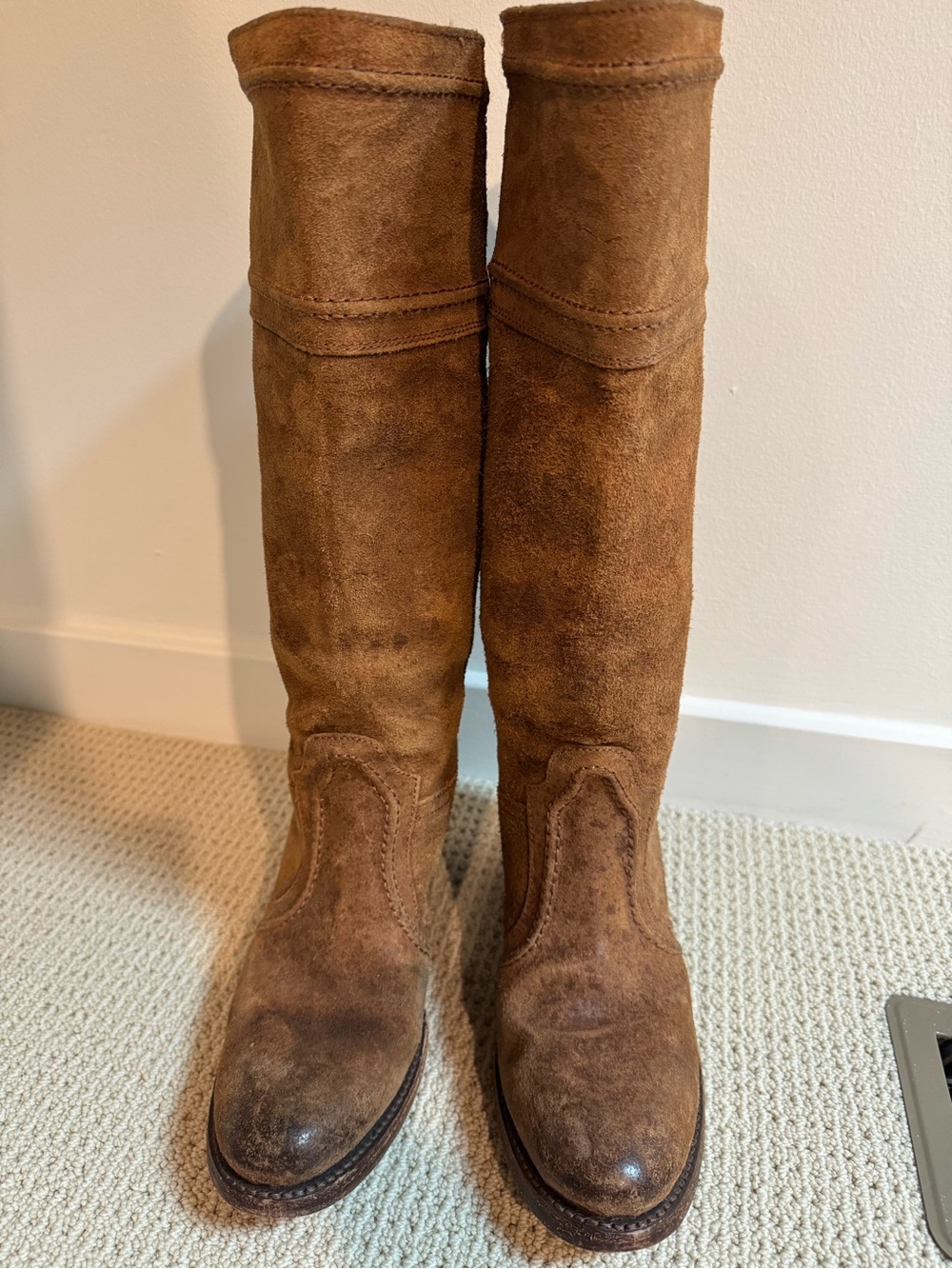 Frye Jane  Tall Suede  Boots in Chestnut Brown